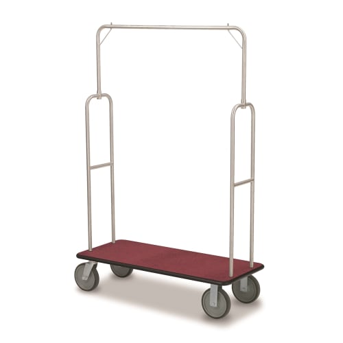 Chariot de chasseur, acier inoxydable, tapis rouge/pare-chocs noir